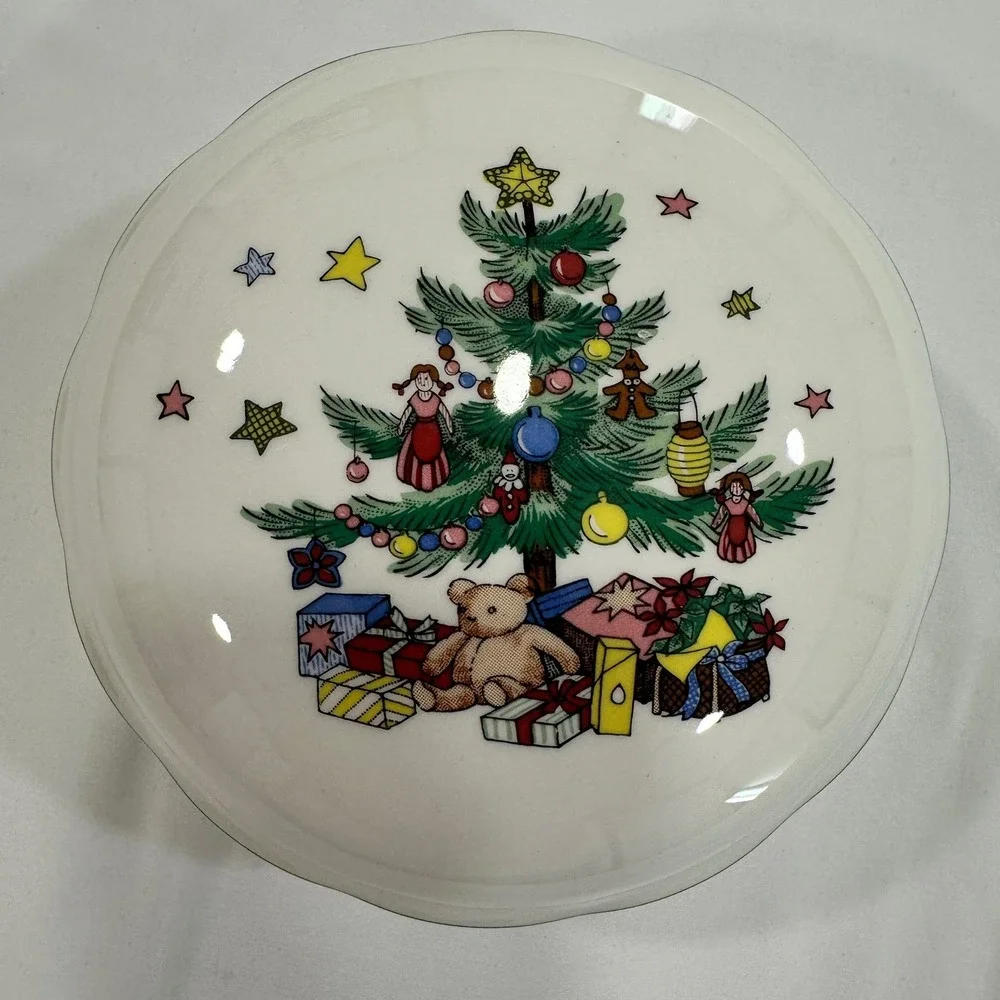 Nikko Christmastime Covered Bon Bon Dish‎ 5in White Christmas Tree